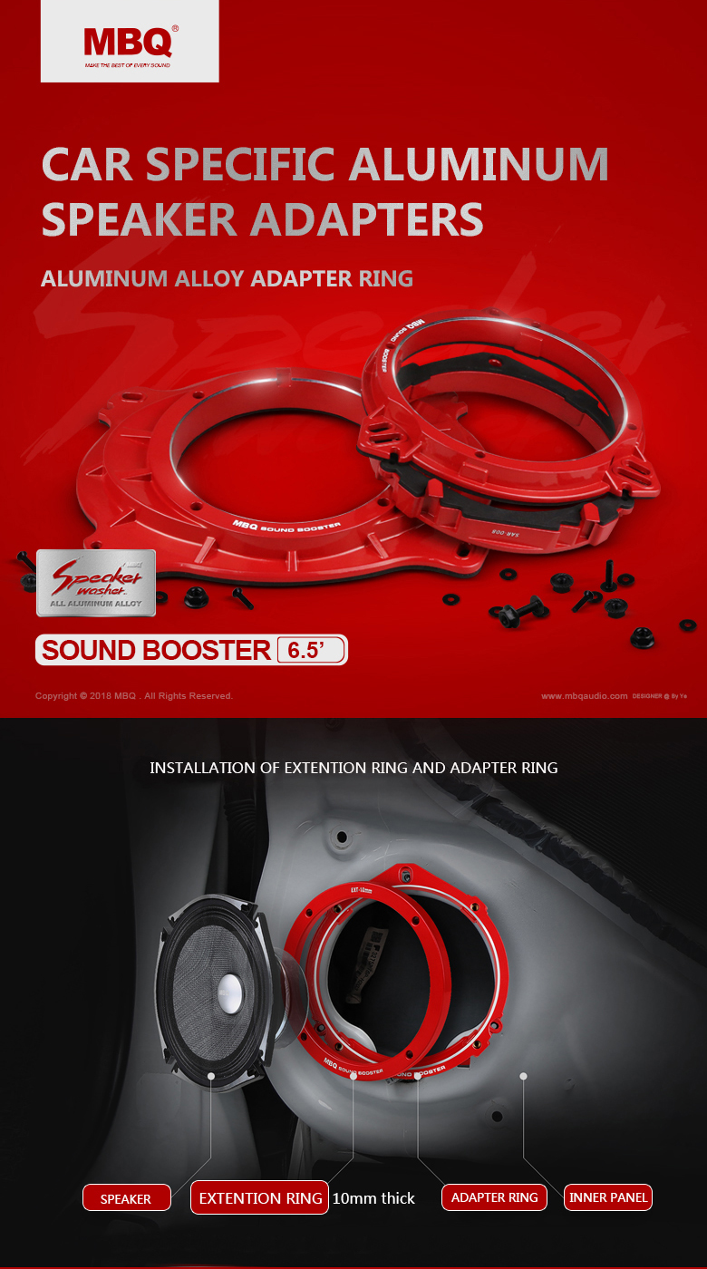 SAR006 Car Audio Speaker Accessories 6.5 inch Aluminum Adapter Speaker